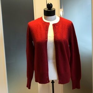 Lord & Taylor Red Cashmere Cardigan